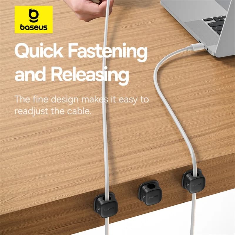 حامل منظم الكابلات من Baseus حامل كابلات مغناطيسي قابل للتعديل بسلاسة تحت المكتب إدارة الكابلات حافظة الأسلاك مشابك الكابلات - 5
