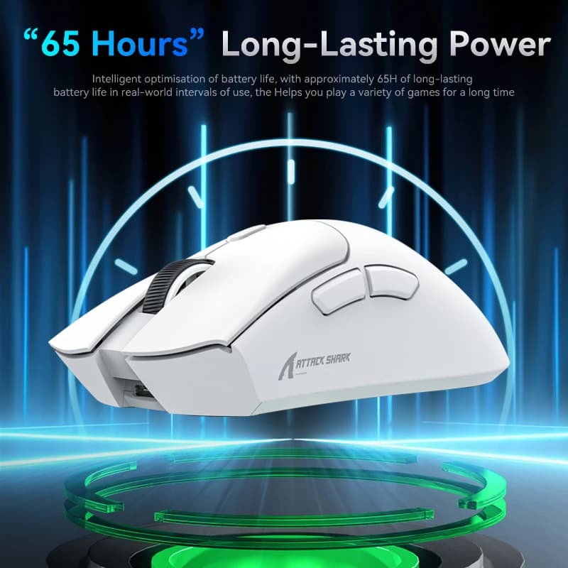 ماوس ألعاب لاسلكي خفيف الوزن Attack Shark R1 بثلاثة أوضاع، 2.4G، بلوتوث، سلكي، إضاءة RGB، مريح، قابل للبرمجة للابتوب والكمبيوتر - 5