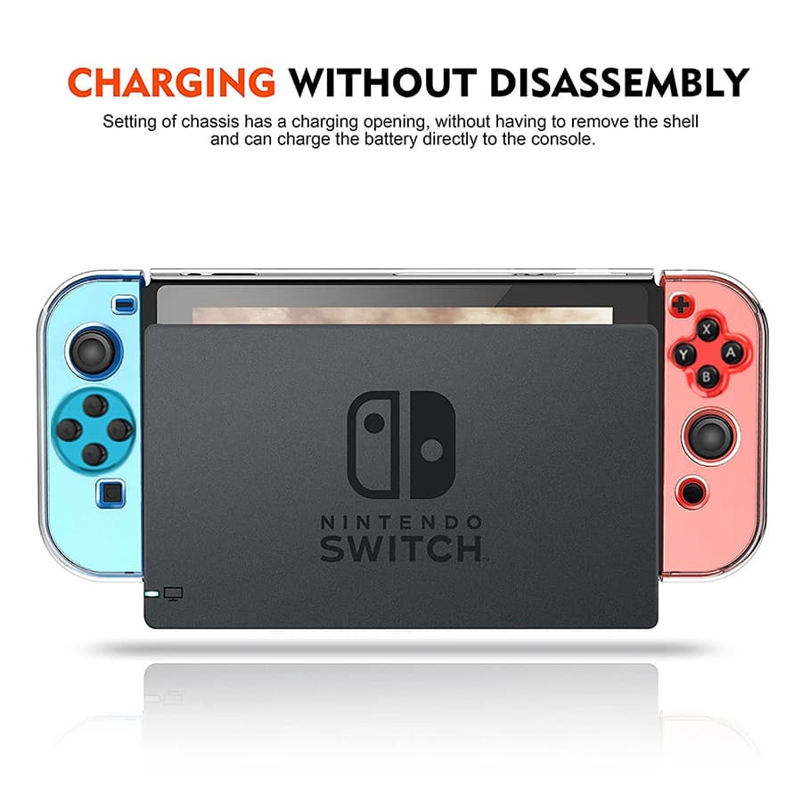 حافظة حماية شفافة عالية لجهاز Nintendo Switch حافظة حماية كاملة رقيقة للغاية مقسمة لوحدة تحكم الألعاب - 3