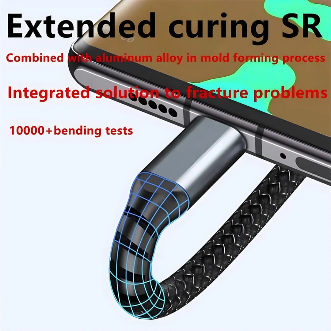 كابل شحن سريع 100 وات كابل شاحن متعدد نايلون مضفر متعدد USB عالمي 3 في 1 محول سلك شحن مع مايكرو من النوع C - 2