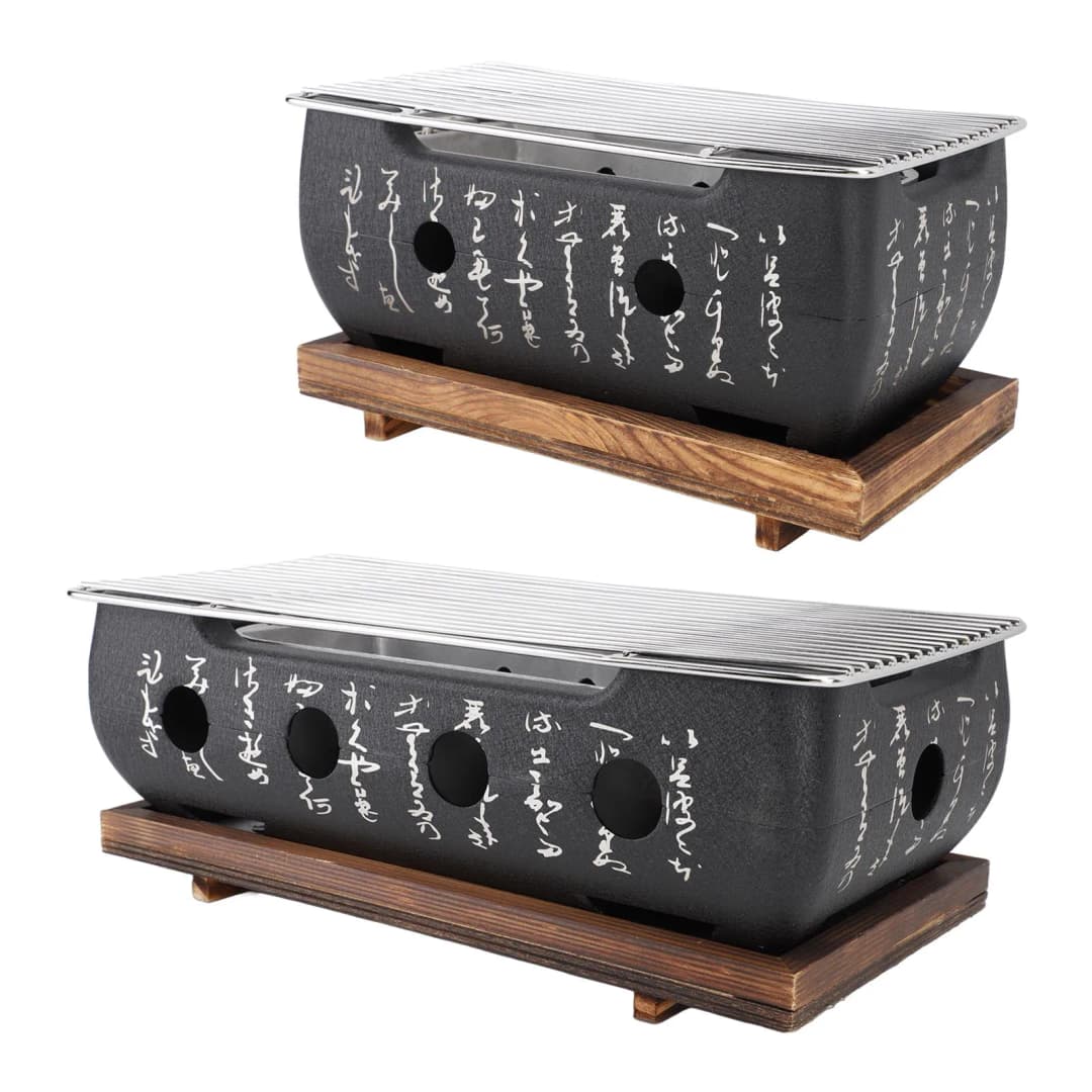 Japanese BBQ Grill Stove Rectangle Charcoal Barbecue Stove Quick Heating Aluminium Alloy Wire Grill Base for Camping