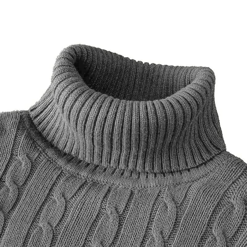 Outdoor Men's Long Sleeve Knitted Sweaters Slim Fit Turtleneck Sweater Casual Pullover Sweater Winter Basic Heavyweight Top - 5