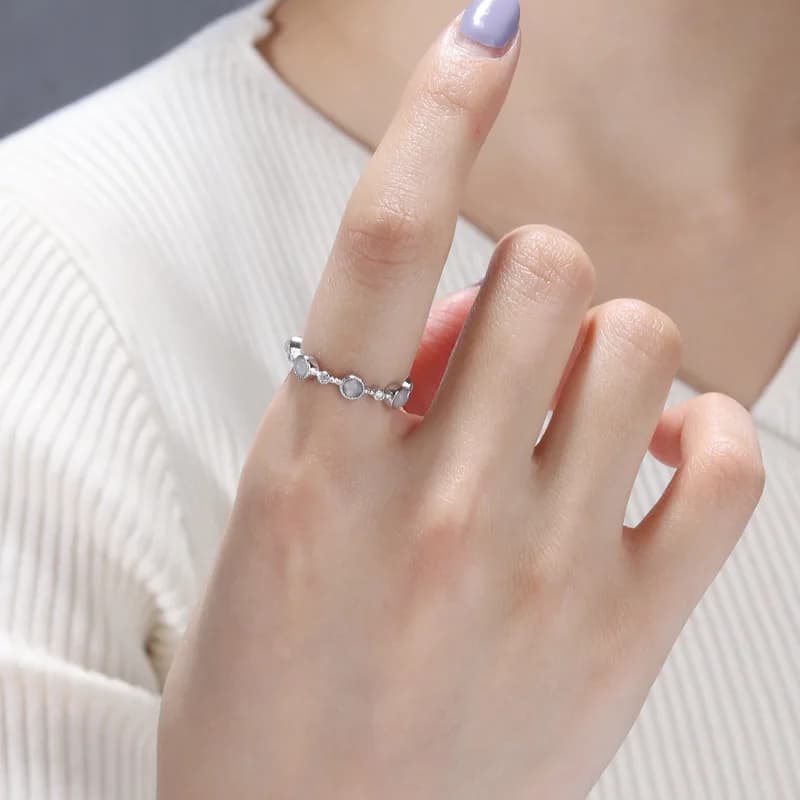 925 Sterling Silver Round Crystal Adjustable Rings For Women Wedding Engagement Luxury Jewelry Wholesale Accessories Jewellery - 2