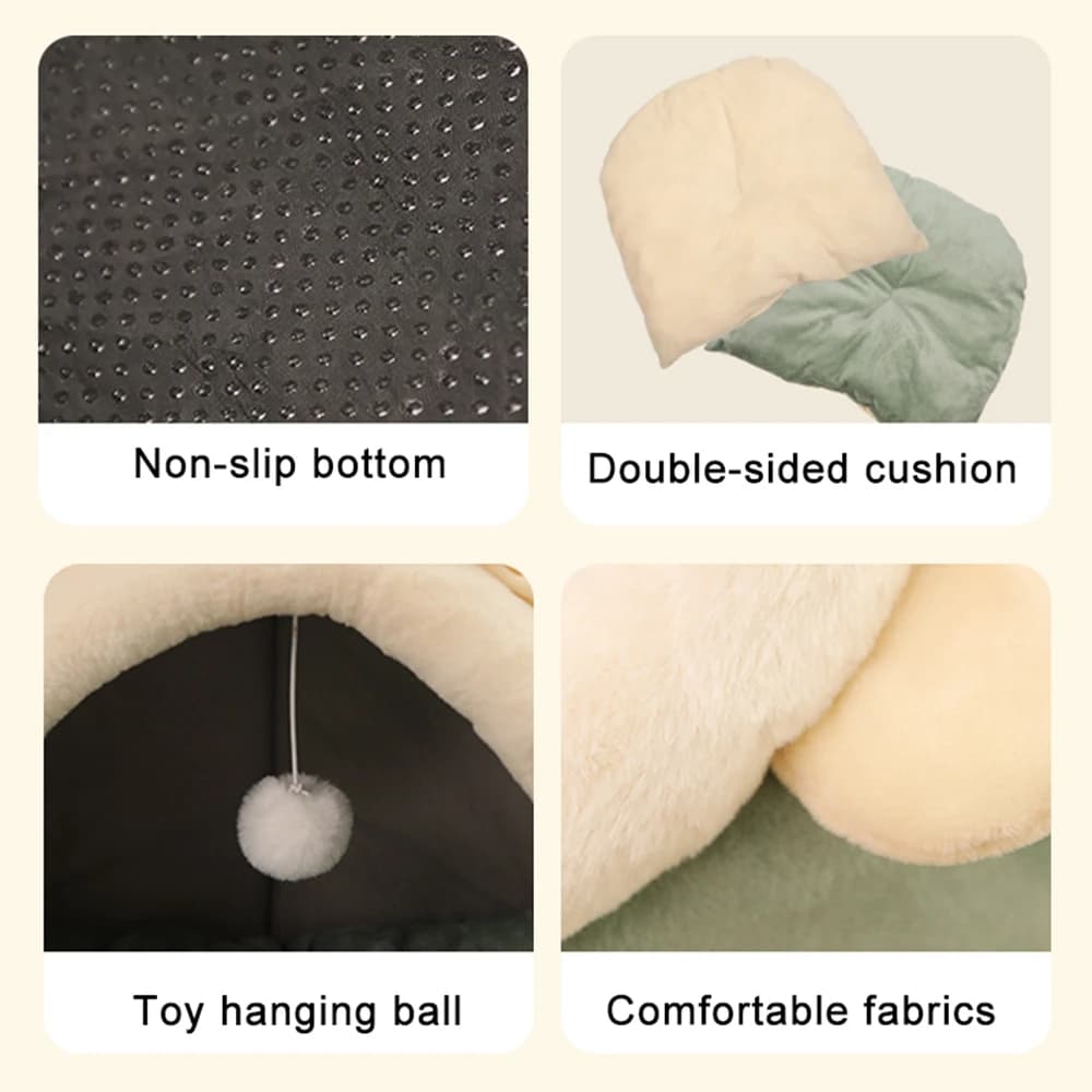 Pet Tent Cave Bed for Cats Small Dogs Self-Warming Cat Tent Bed Cat Hut Comfortable Pet Sleeping Bed Foldable Removable Washable - 6