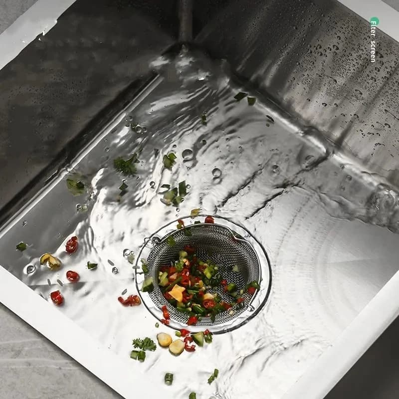 مرشح حوض من الفولاذ المقاوم للصدأ، مصفاة شعر، سدادة، مناسب للمطبخ والحمام - 3