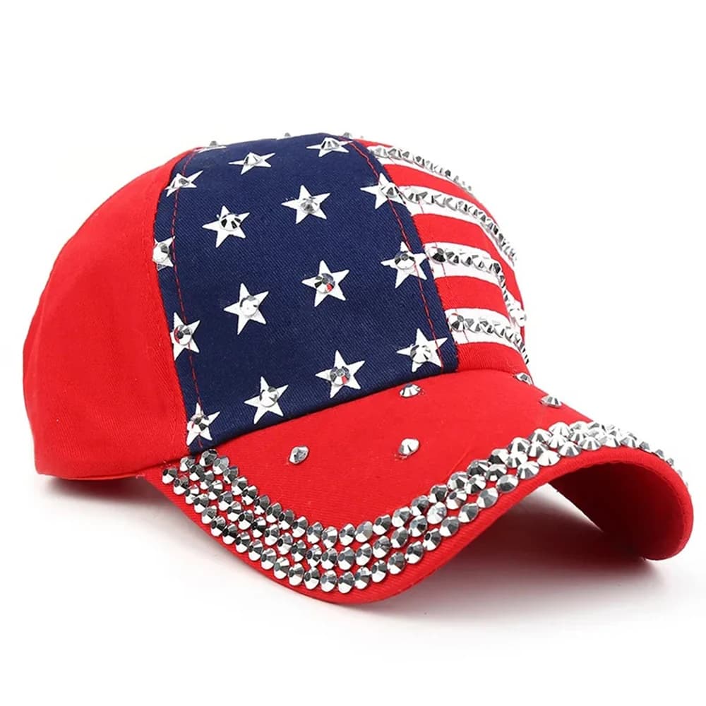 Men Women Baseball Cap USA Flag Diamond Rivet Brand Snapback  Unisex Adjustable Rap Rock Hats Fashion Gorras - 2
