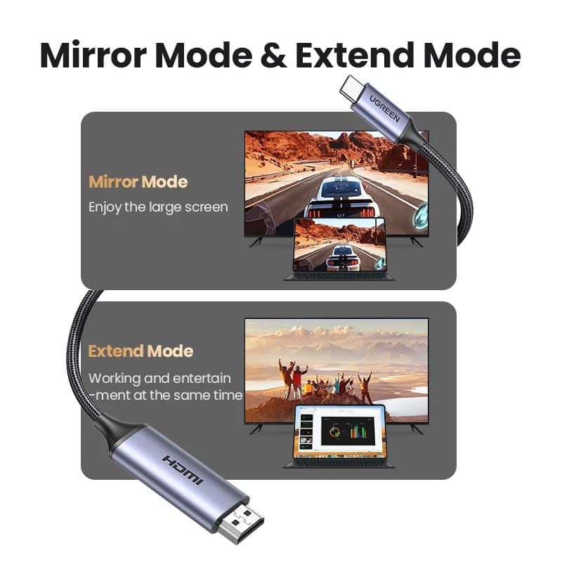 كابل USB-C إلى HDMI متوافق مع 4K و8K بدقة 8K/60Hz و4K/120Hz لأجهزة ماك بوك برو وآي ماك وآيباد برو وسامسونج جالاكسي - 6