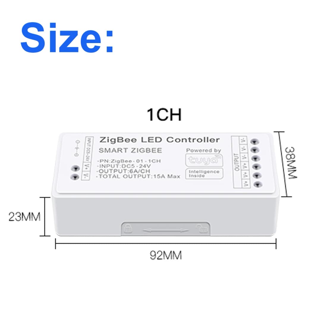 وحدة تحكم Zigbee DC5V 12V 24V صندوق خافت إضاءة LED يعمل مع Tuya Smart Life شريط LED بلون واحد COB 5050 2835 تطبيق التعتيم - 2