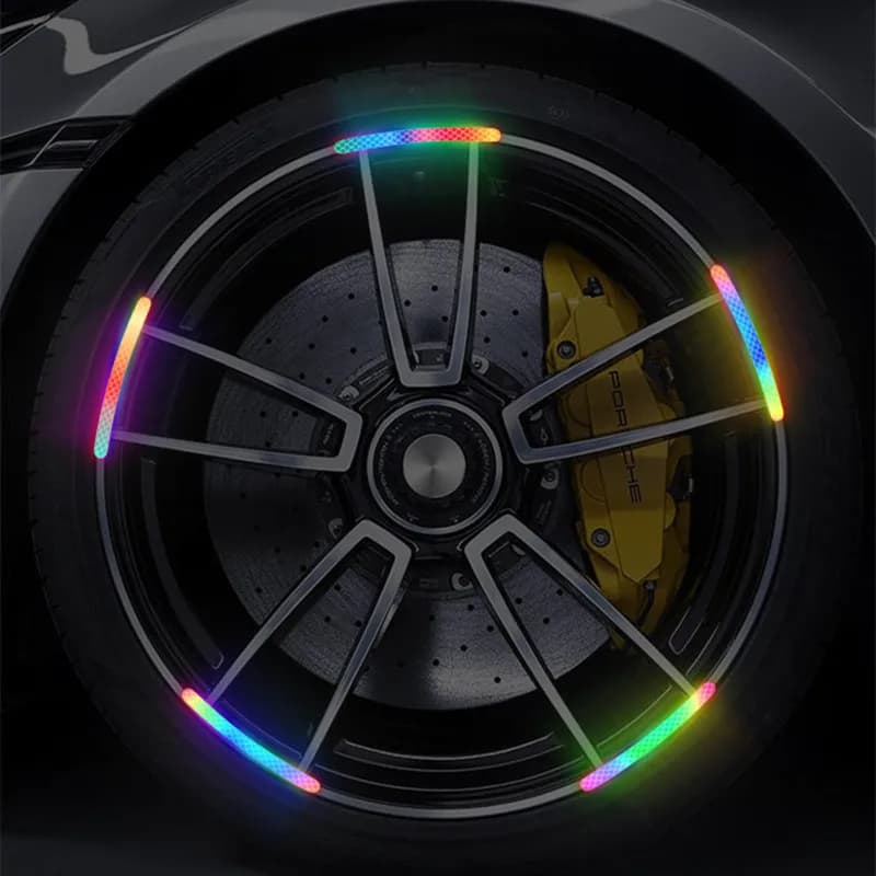 Anti-Collision Reflective Warning Stickers For Car Motorcycle, Bicycle Wheels, Seven-Color Laser Car Decoration Accessories - 3