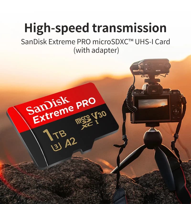 بطاقة ذاكرة SanDisk Micro SD بسعة 64 جيجابايت و128 جيجابايت و256 جيجابايت و512 جيجابايت و1 تيرابايت، فئة 10 UHS-1 V30 U3 4K MicroSDXC، بسرعة قصوى 200 ميجابايت/ثانية، بطاقة TF - 2