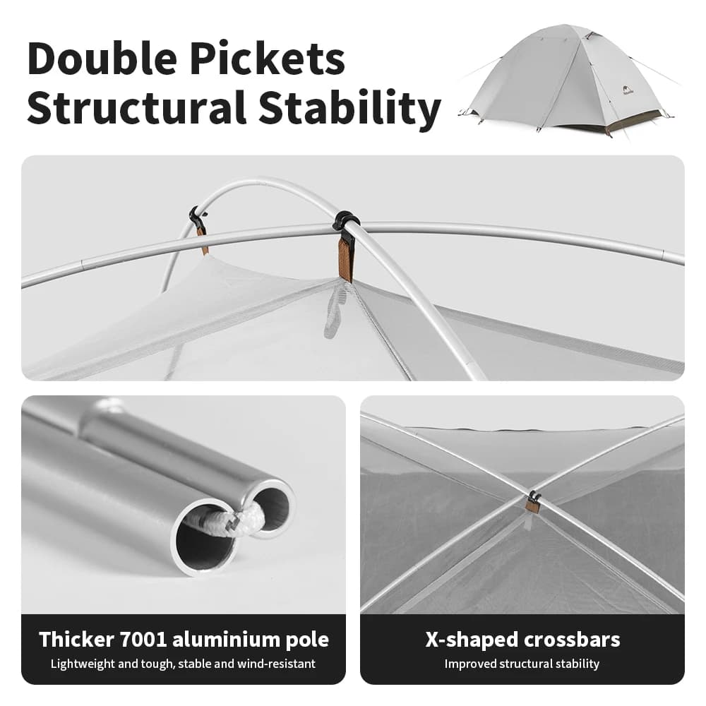Naturehike Camping Tent 2-3 People Waterproof UPF50+ Camping Tent Outdoor Ultralight Portable Hiking Trekking Sun Shelter - 3