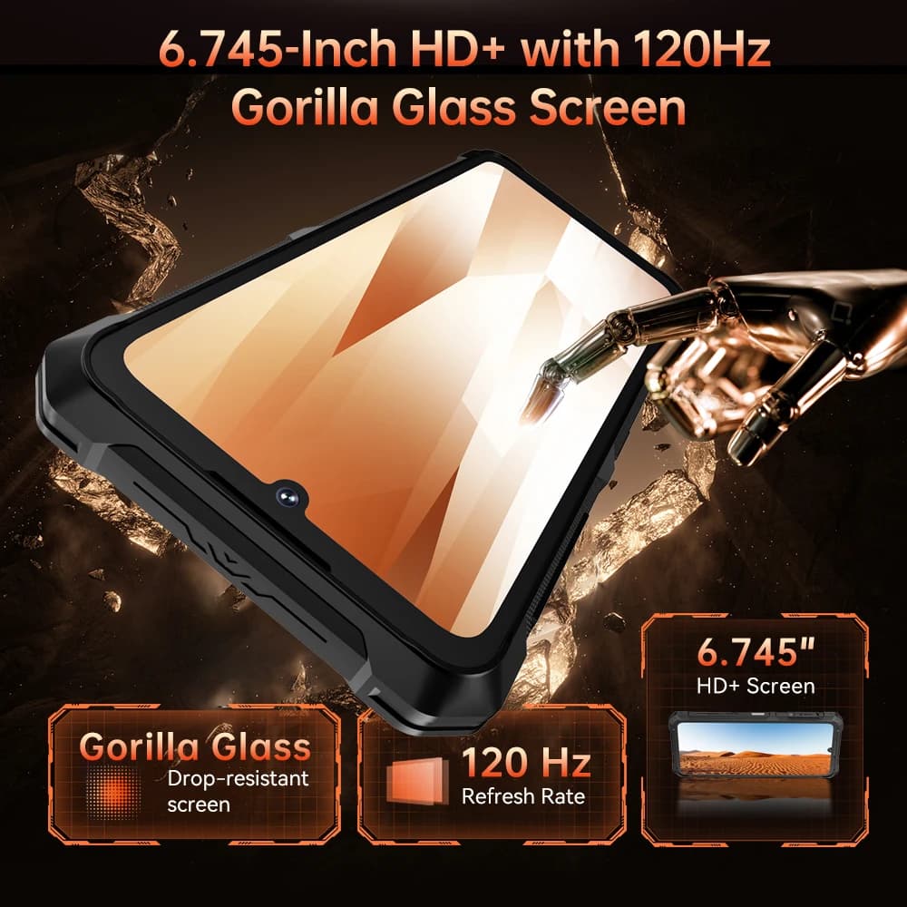Thin Rugged Smartphone Android 15 Cubot KingKong ES 3, 10200mAh Battery, 16GB RAM(6+10), 256GB ROM, 6.745-Inch 120Hz Screen, NFC - 6