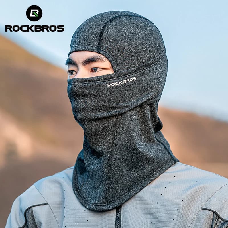 قلنسوة ROCKBROS الشتوية للدراجات مقاومة للرياح ودافئة من الصوف الناعم، قناع وشاح للوجه للأنشطة الخارجية مثل الصيد والتزلج وركوب الدراجات النارية