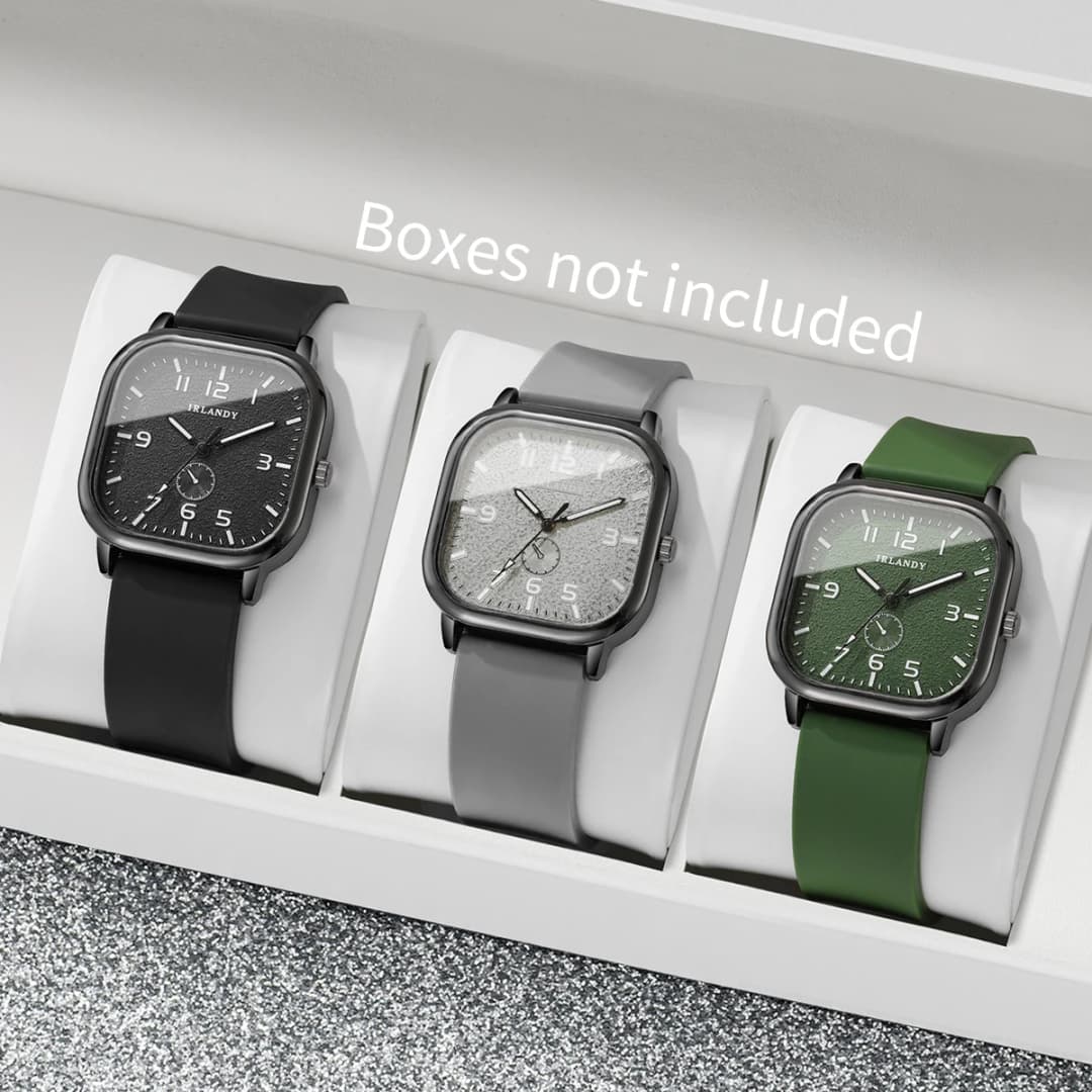 1/2/3PCS Fashion Square Women Watches Casual Silicone Strap Quartz Watches Sports Wristwatch For Men Women Students（Without Box） - 3