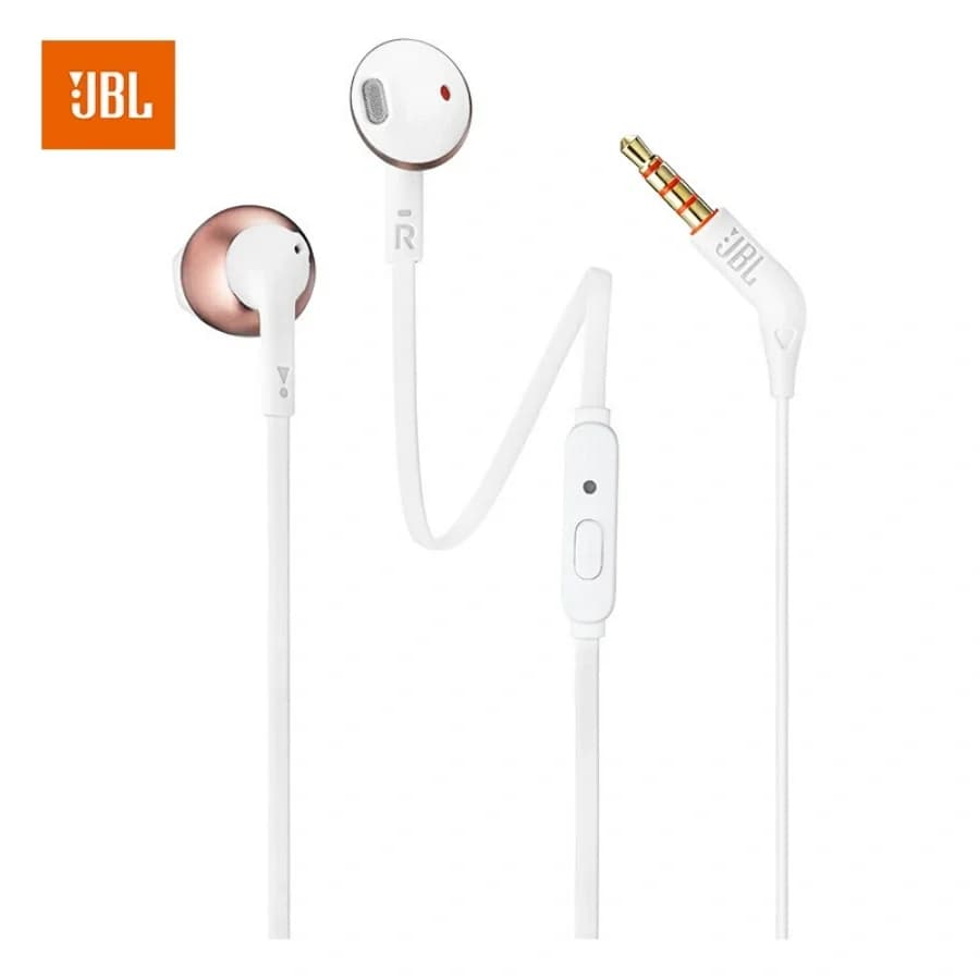 سماعات أذن أصلية JBL T205 نصف داخل الأذن مع خطاف فوق الأذن وسماعات أذن سلكية مع مايكروفون وباس قوي للمكالمات الهاتفية والاستخدام اليومي - 2