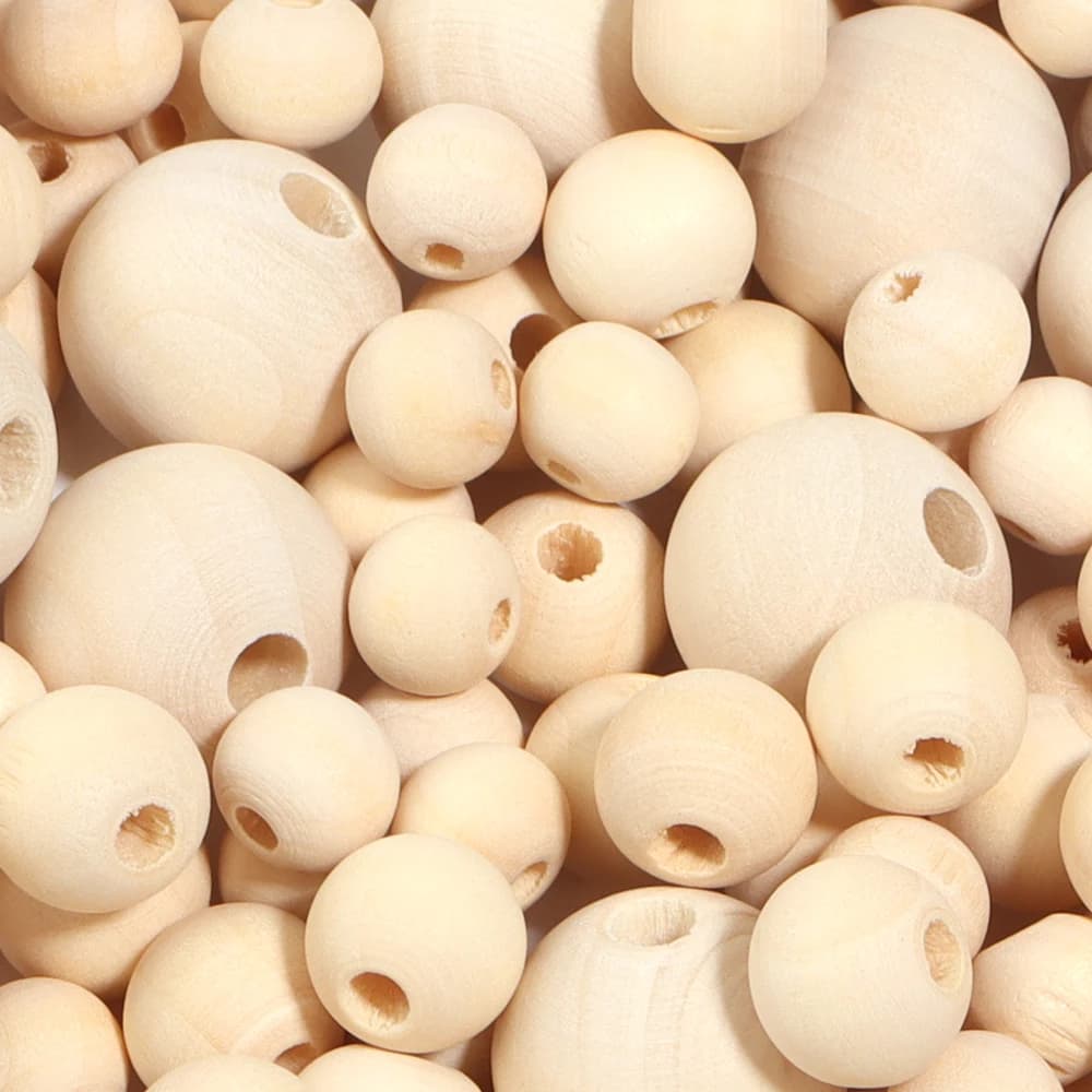 10-100 قطعة 6-30 ملم خرز خشبي طبيعي كرات خشبية غير مكتملة مستديرة لصنع الحرف اليدوية ولعب الأطفال وفنونهم وديكور المنزل ولوازم يدوية