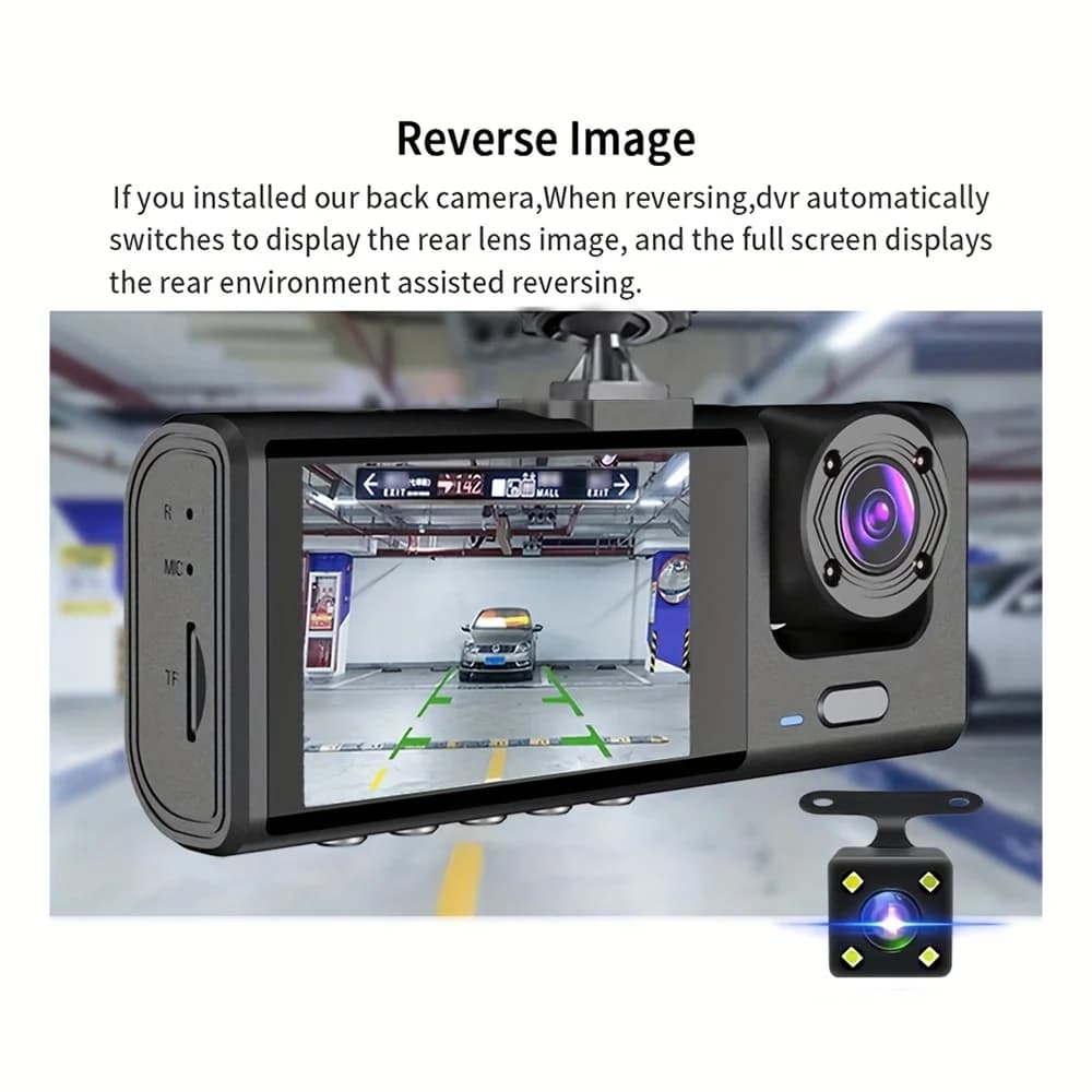 Dash Cam W/ IR Night Vision Loop Recording & 2" IPS Screen 1080P 3 Camera ， DVR recorder, video recorder, Vehicle DVR - 6
