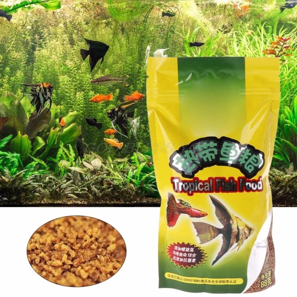 Tropical Fish Food - 88g, High Protein Nutritious Formula, Added Antibiotics for Aquarium Tropical Fish