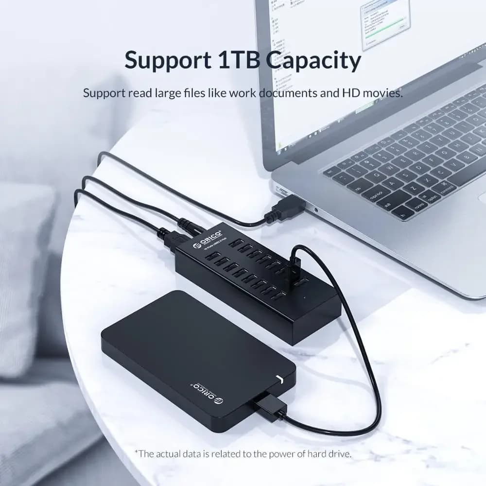 موزع USB صناعي ORICO 16 منفذ ألمنيوم محول طاقة محطة إرساء لإكسسوارات الكمبيوتر متجر Orico الرسمي - 3