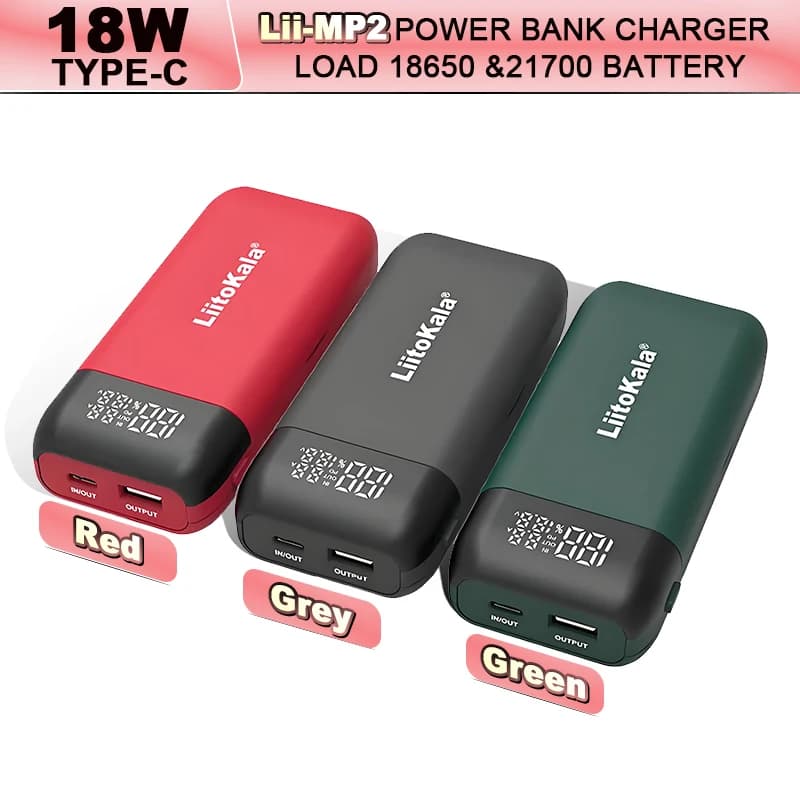 LiitoKala Lii-MP2 Dual Bay 18650/21700 Charger & QC3.0 PD3.0 Power Bank (No Battery)Input/Output Digital Display - 2