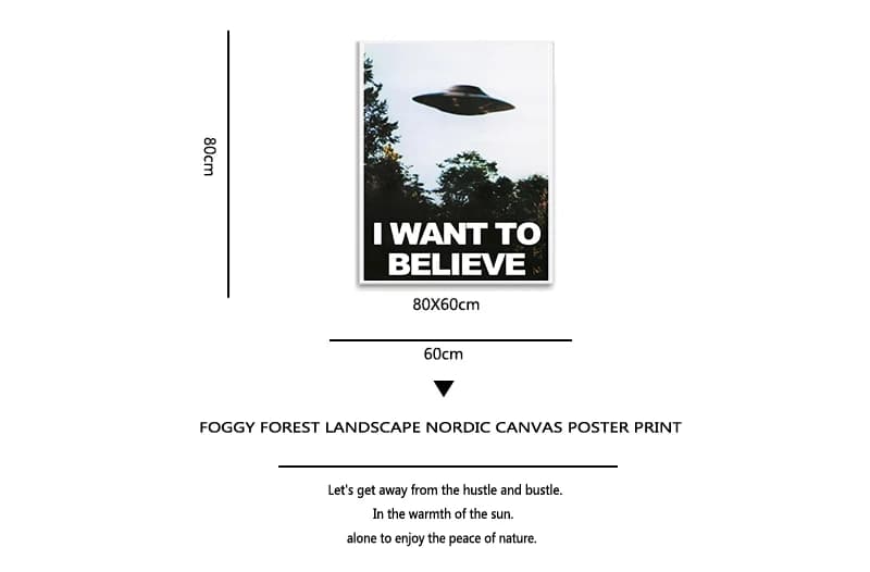 I WANT TO BELIEVE - The X Files Art Silk Or Canvas  UFO TV Series  Print Canvas Painting Decorative Picture Home Decor - 5