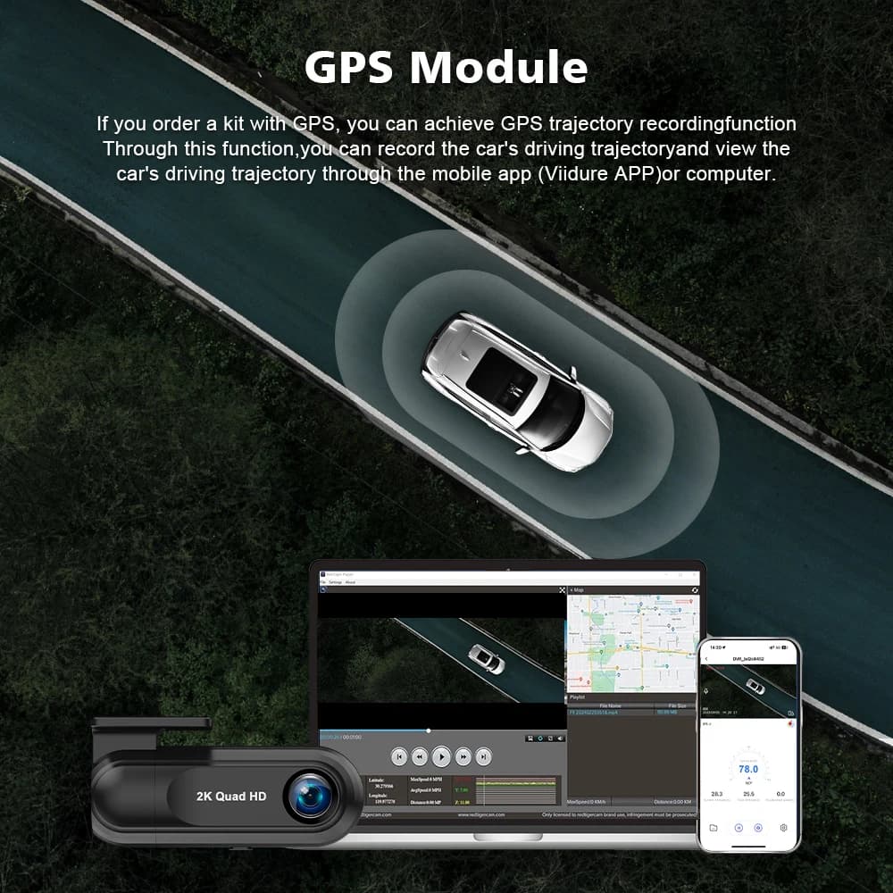 Kocam﻿ 2K Dash Cam WiFi Mini Car DVR Camera Auto Night Vision Video Recorder Black Box Support GPS 24H Parking Monitor - 5