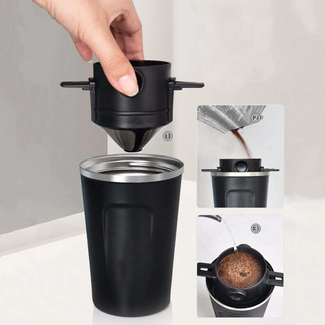 Coffee Maker Portable Pour Over Coffee Maker Set With Stainless Steel Coffee Mug Collapsible Pour Over Coffee Filter For Travel - 3