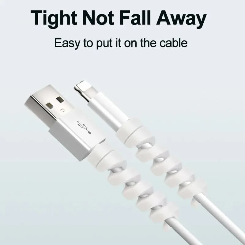 10PCS Silicone Spiral Winder Data Cable Cable Protector USB Charger Wire Savers Cover For Phone Mouse Earphone Cord Protection - 4