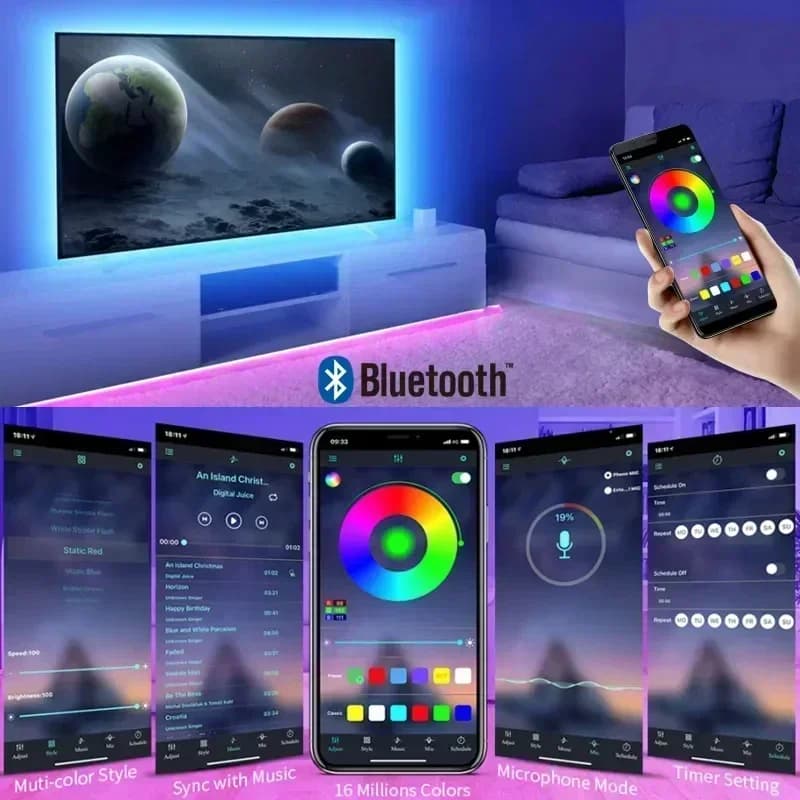 Smart RGB LED Gaming Light Strip USB Christmas Lights Music Sync Flexible Tape APP Remote Control for Gaming Room TV Backlight - 3