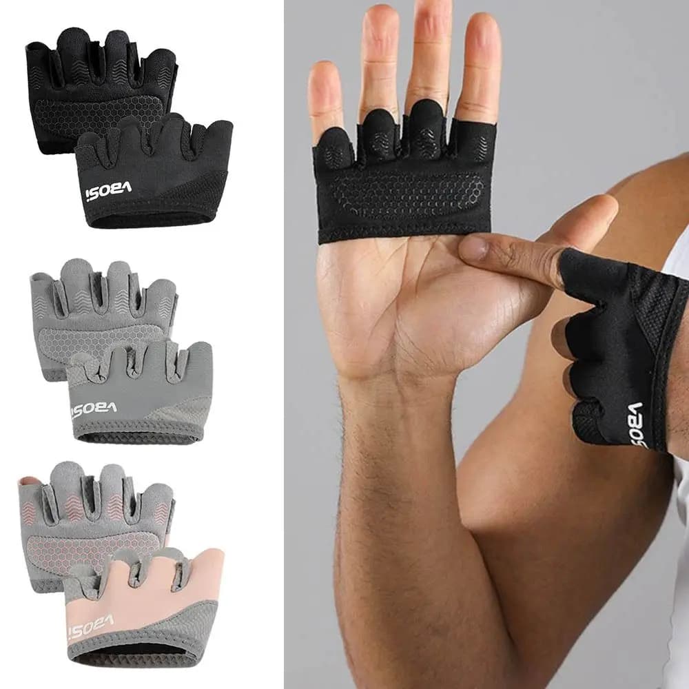1Pair Anti-Slip Gym Half Finger Gloves Breathable Four Finger Weight Lifting Grips Anti-callus Lightweight - 2