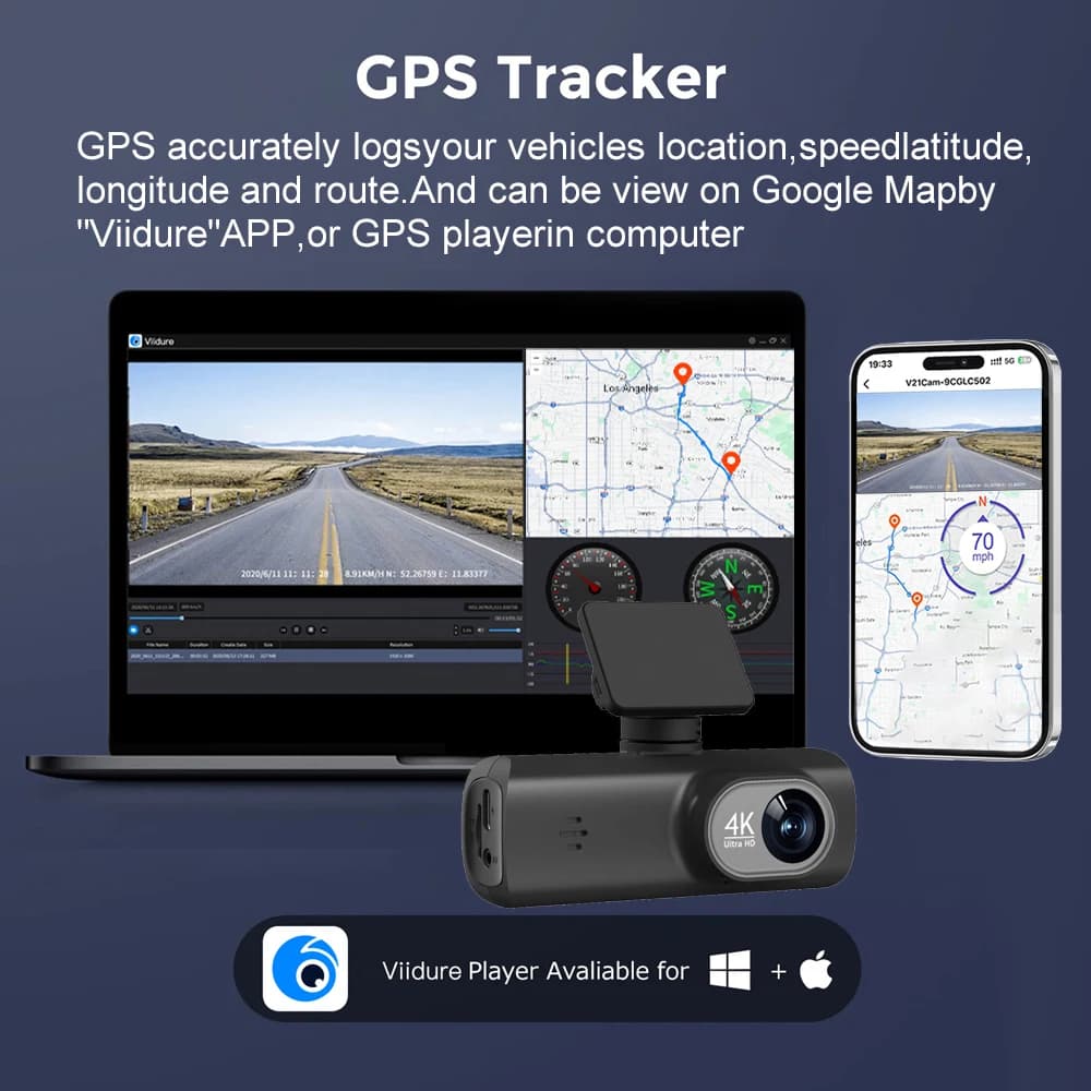 Soam Dash Cam 4K+1080P Dual-channel Dash Car Camera Recorder With GPS WiFi Car DVR 24H Parking Monitor Black Box - 6