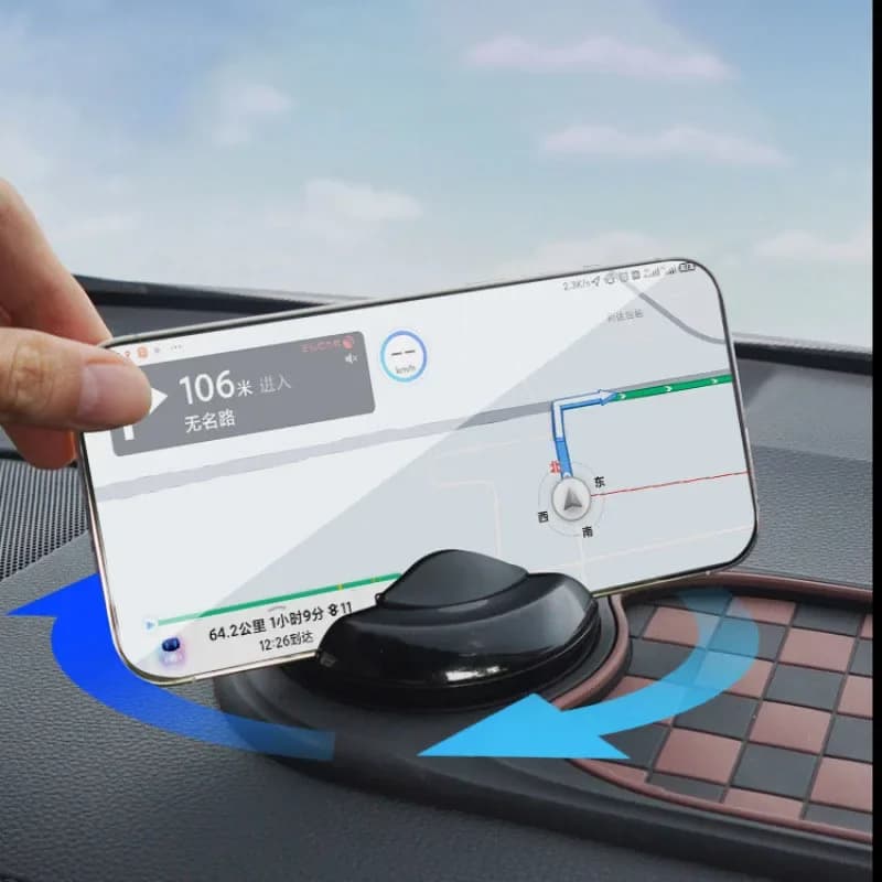 حامل هاتف سيارة 2 في 1 مع حصيرة مقاومة للانزلاق حامل هاتف لوحة القيادة دوران 360 درجة حامل هاتف ذكي ثابت عالمي - 4