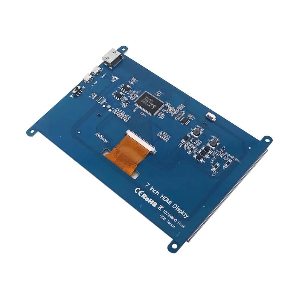 شاشة 7 بوصة لراسبيري باي 4/3/2/B/B+/A+ بدقة 1024x600 IPS مع شاشة لمس سعوية 5 نقاط مع عرض HDMI مجاني لنظام ويندوز 7/8/10 - 6