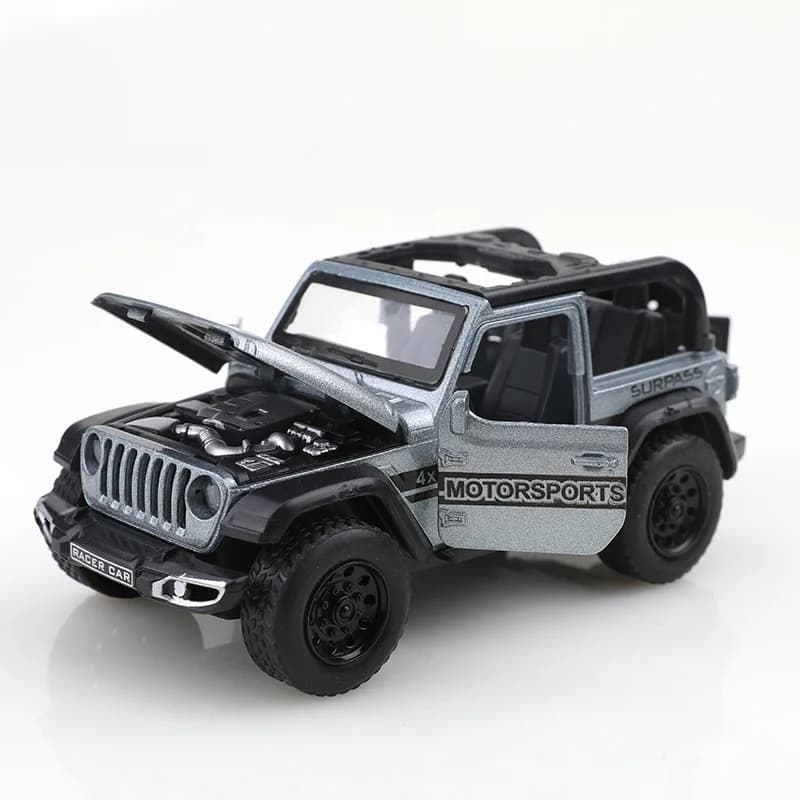 نموذج مركبة رانجلر طرق وعرة قابلة للتحويل مقياس 1:36، معدن مصبوب مع أبواب قابلة للفتح وخاصية التراجع - 3