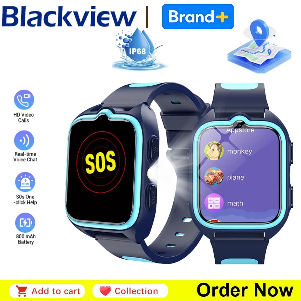 ساعة ذكية Blackview للأطفال، 4G، تتبع GPS، مكالمة فيديو HD، مقاومة للماء، ساعة يد مضادة للفقدان، أفضل هدية للأولاد والبنات