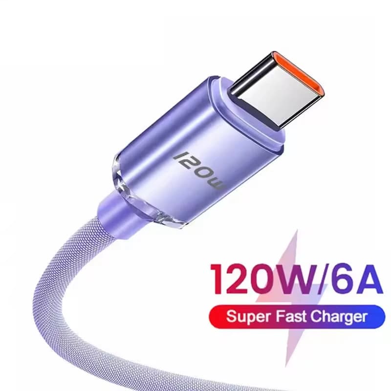 كابل PD Type C بقوة 120W وشحن فائق السرعة وكابل شحن سريع USB C لهواتف iPhone وSamsung وXiaomi وHuawei وOPPO وViVO