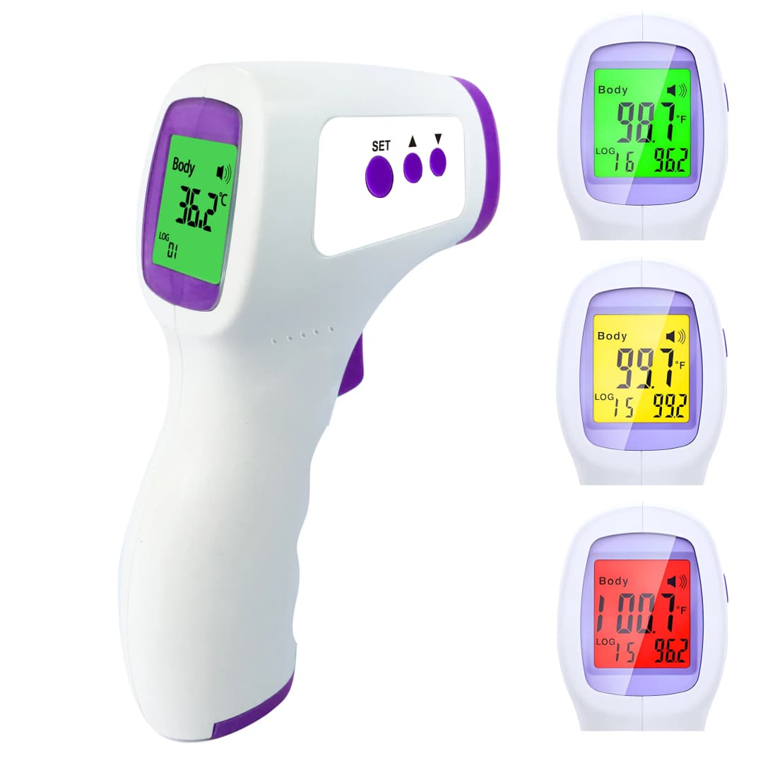 مقياس حرارة رقمي محمول للجبهة بدون تلامس بالأشعة تحت الحمراء لقياس درجة حرارة الجسم للأطفال والكبار - 4