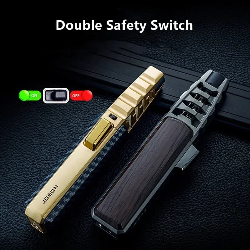 New Metal Outdoor Windproof Butane Gas Lighter Turbine Torch Blue Flame Strong Fire Pistol Kitchen BBQ Baking Camping Tools - 6