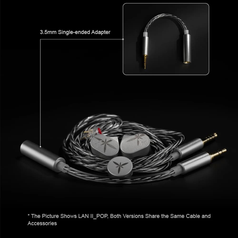 سماعات Moondrop LAN2 IEMs تشويه فائق الانخفاض LAN II HiFi سماعة أذن داخلية مع كابل قابل للتبديل محول 3.5mm إلى 4.4mm - 4