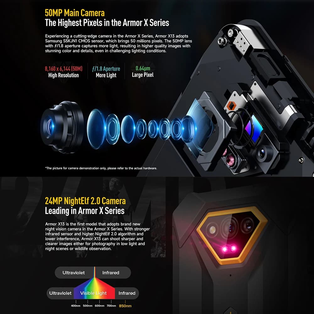 Ulefone Armor X13 Up to 12GB+64G Android 13， 6320mAh 50MP 6.52"NFC 4G ，GPS Global Version - 2