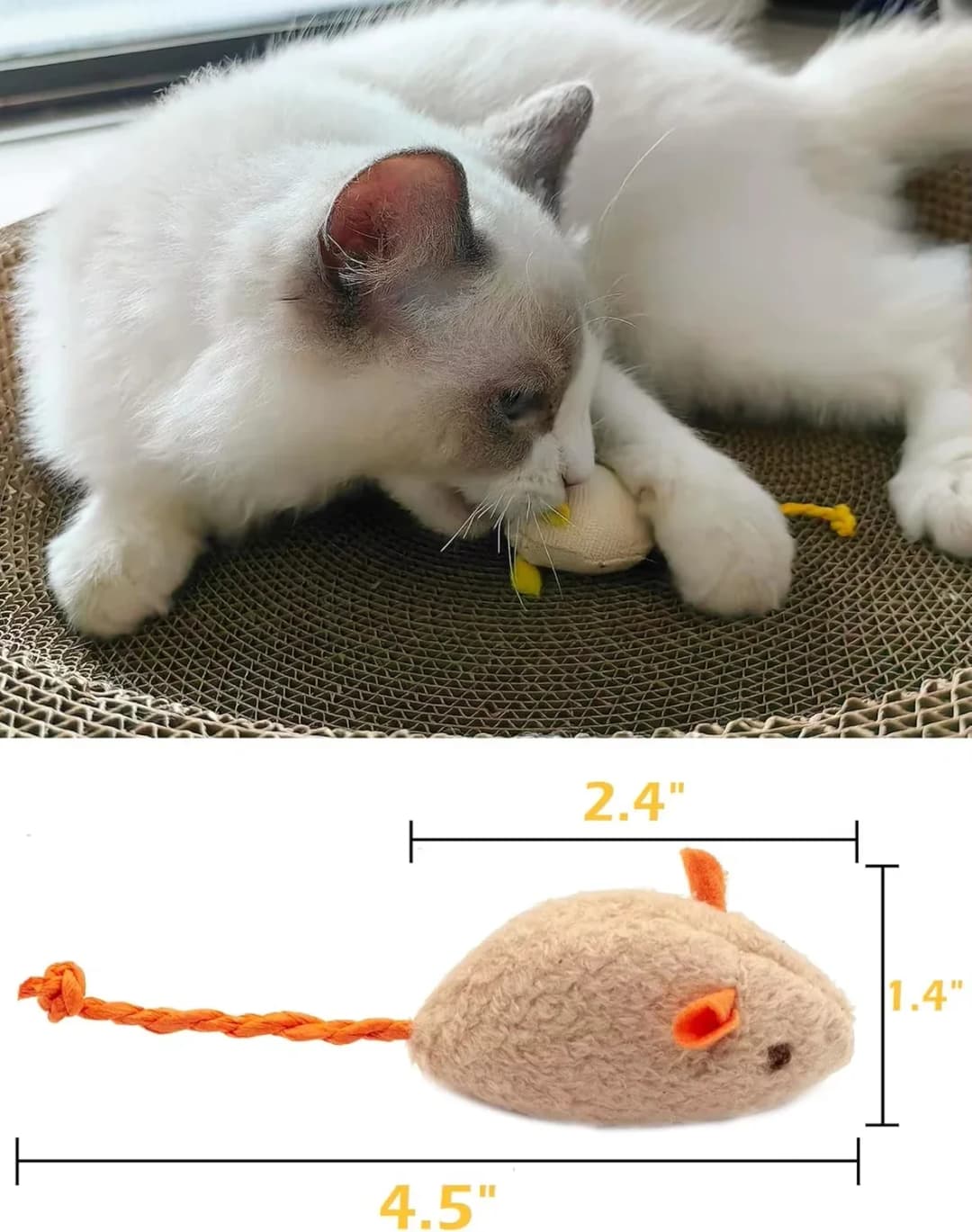 5pcs Rattle Cat Mouse Toys Also Prefilled Catnip Faux Fur Cat Mice Toys Interactive Cat Game Catnip Toys for Indoor Cats toy - 2