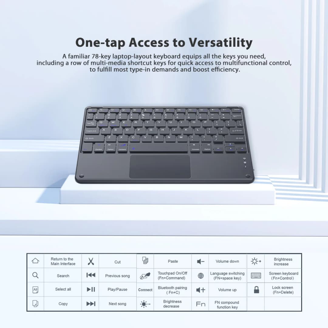 لوحة مفاتيح بلوتوث Blackview K1 بالإنجليزية والفرنسية والعربية لوحة مفاتيح لاسلكية محمولة للكمبيوتر اللوحي بنظام Android وIOS وWindows - 5