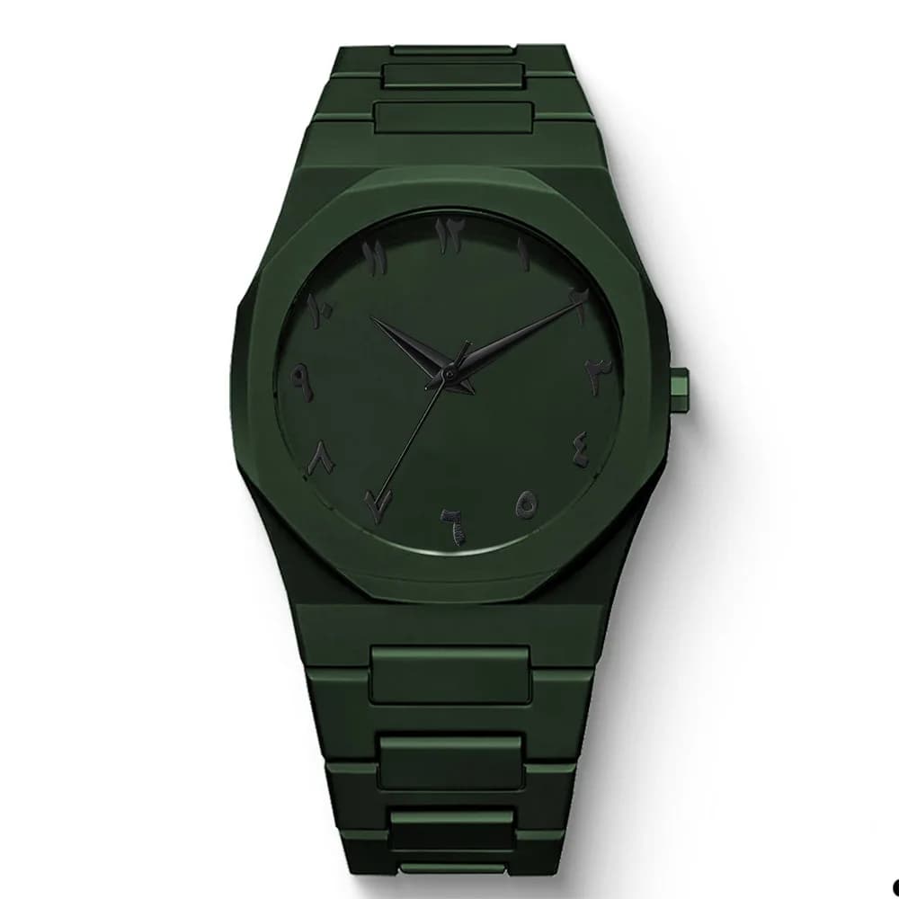 ساعة رجالية جديدة أنيقة بسيطة سوداء، ساعات كوارتز رقمية عربية، حزام قطرة زيت كاجوال - 6