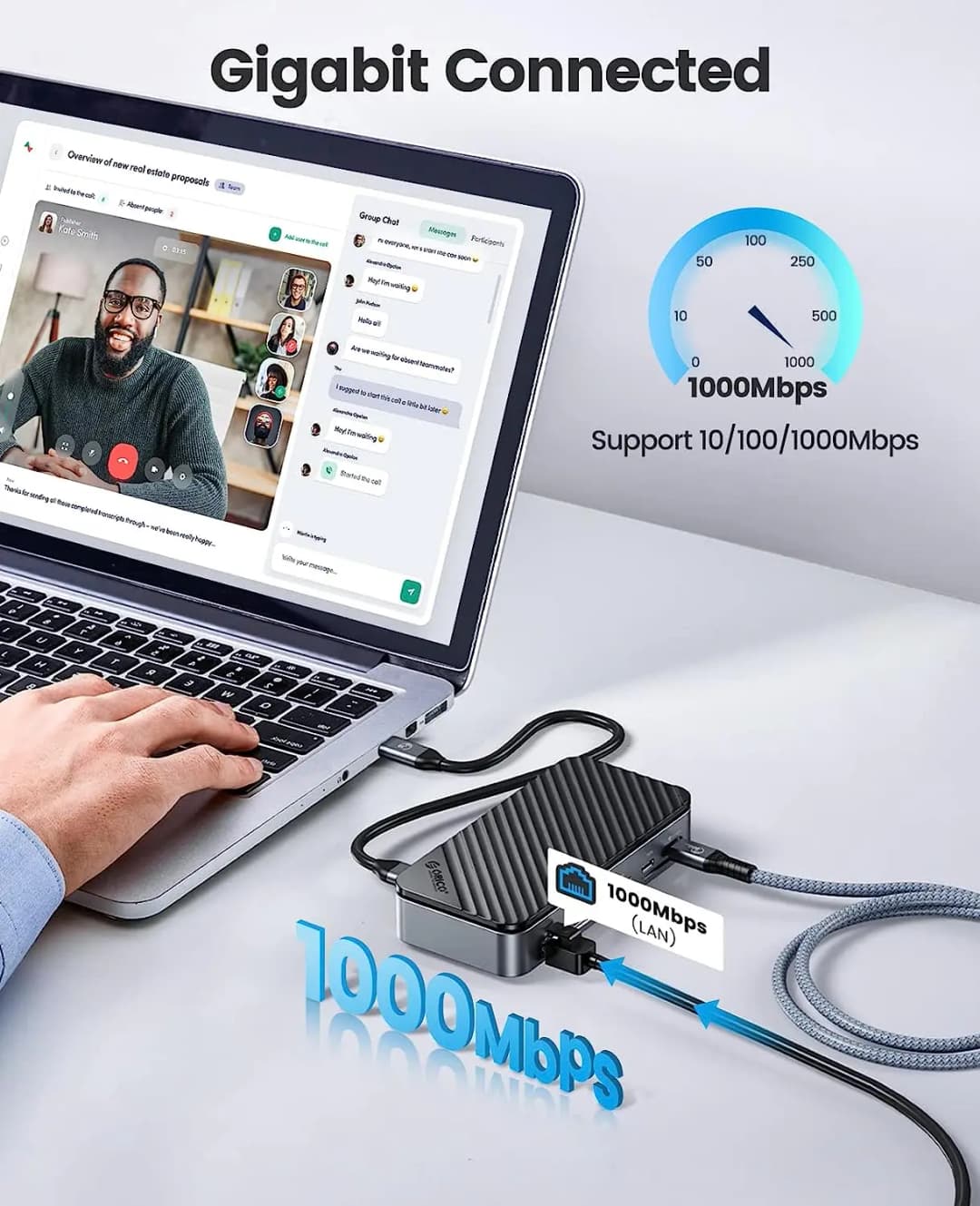 ORICO-USB C HUB with Cooling Fan M.2 NVMe SATA SSD Enclosure External 10Gbps 4K 60Hz HDMI-Com RJ45 SD TF Docking Station - 2