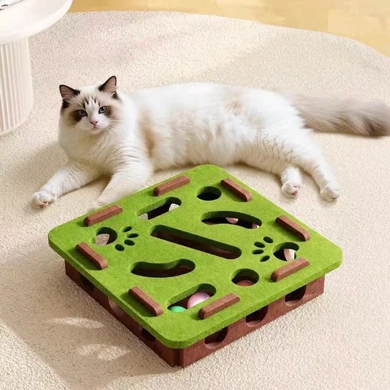Pet Cat Puzzle Maze Holes Toys Felt Box With Bell Ball Kitten Playing Toys Interactive Funny Combination Set Cat Supplies - 2