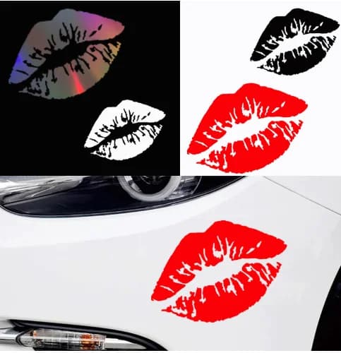 Car Sticker Kiss Lips Car Body Windows Bumper Windshield Car Motorcycle Decoration Waterproof Automobiles Decoration Accessories