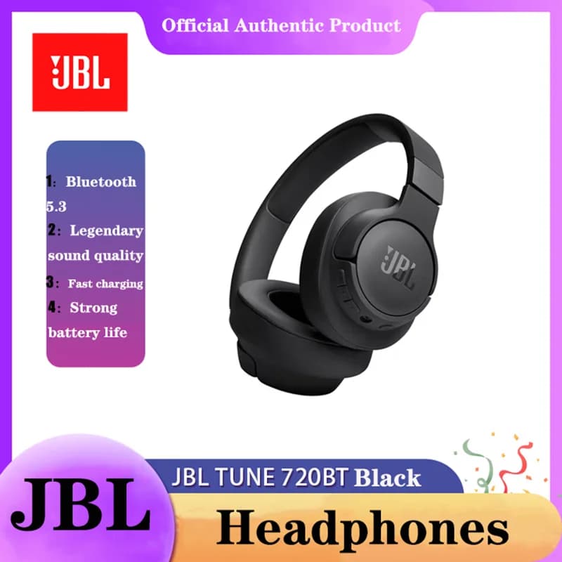 JBL TUNE 720BT سماعات بلوتوث لاسلكية حقيقية فوق الأذن أغطية أذن سيليكون قابلة للطي بعمر بطارية طويل - 2