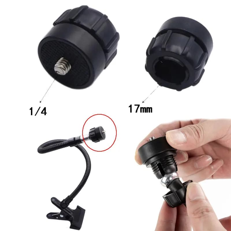 1/4 Screw to 17mm Ball Head Interface Plastic Joint Adapter for Phone Holder DV Camera Car Mounting Tripods Monitors GPS Bracket