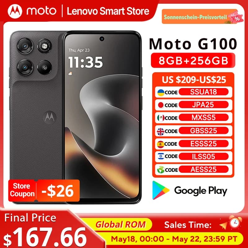 Motorola Moto G100 SmartPhone 5G Global ROM 6.72-inch FHD 120Hz Display 7000mAh Snapdragon 7s Gen 2 IP64 50MP Camera Cellphone
