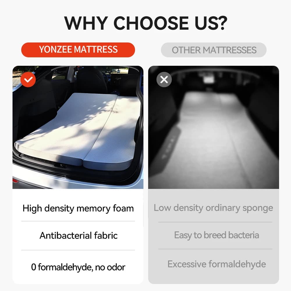 YZ For Tesla Model Y 2021-2026 Camping Mattress  Memory Sponge Mattress Travel Bed Portable In Car Sleeping Outdoor Camping - 3